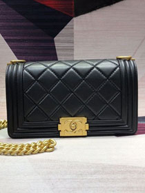 CC original calfskin medium boy handbag A67086-5 black