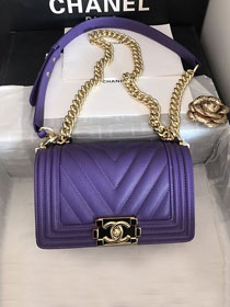 CC original grained calfskin small boy handbag A67085-2 purple