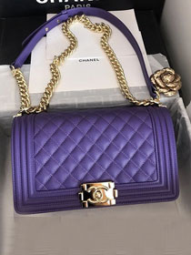 2020 CC original grained calfskin boy handbag A67086 purple