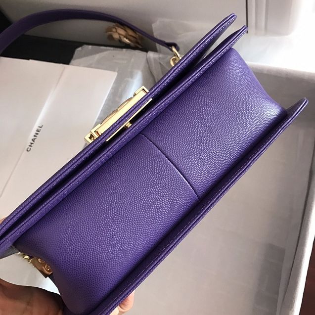 2020 CC original grained calfskin boy handbag A67086 purple