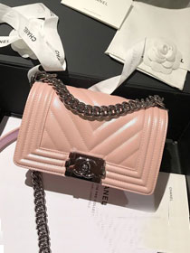 CC original grained calfskin small boy handbag A67085-2 pink
