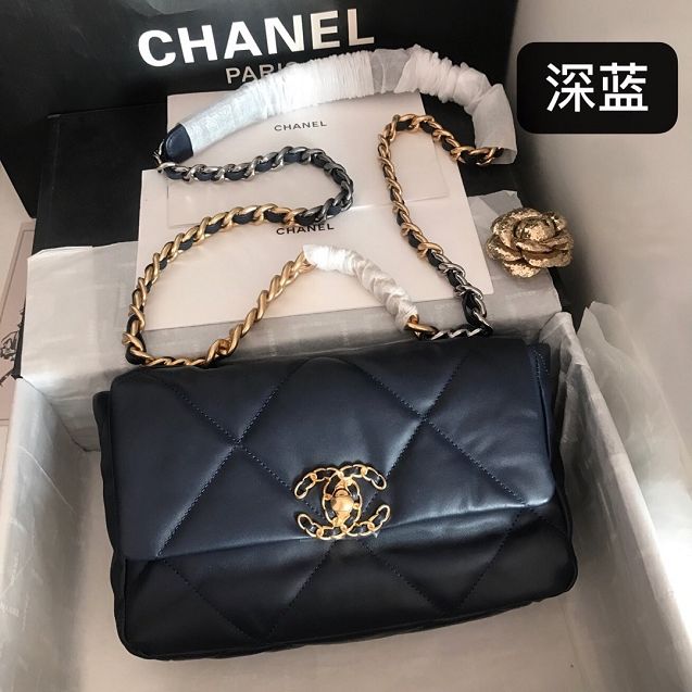 2020 CC original lambskin 19 flap bag AS1160 navy blue