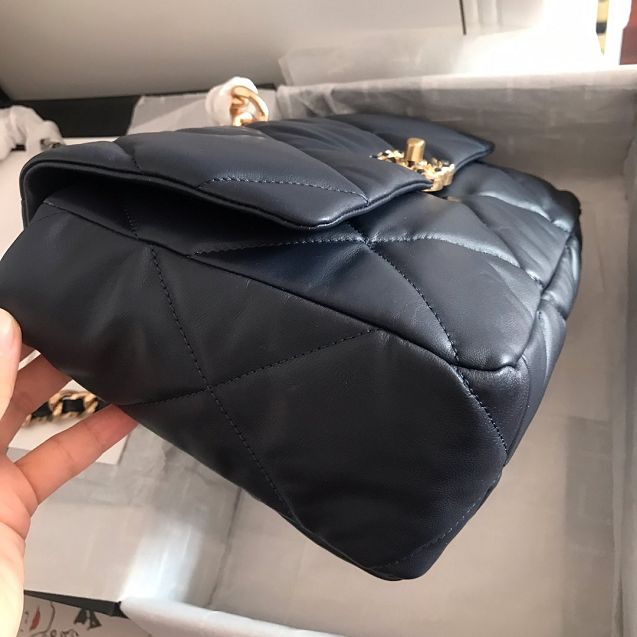 2020 CC original lambskin 19 large flap bag AS1161 navy blue