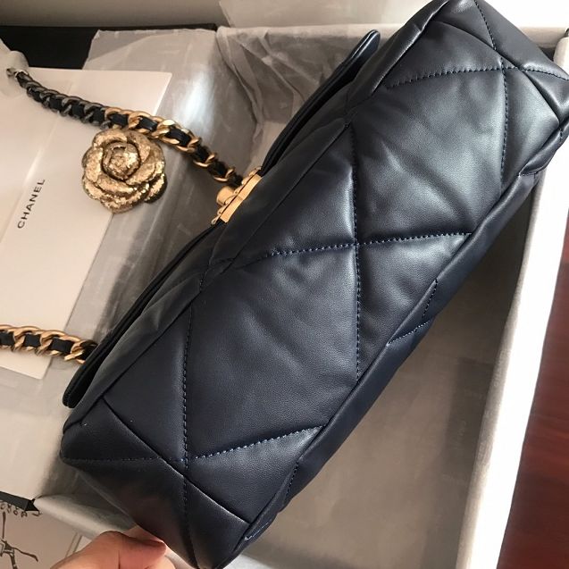 2020 CC original lambskin 19 large flap bag AS1161 navy blue