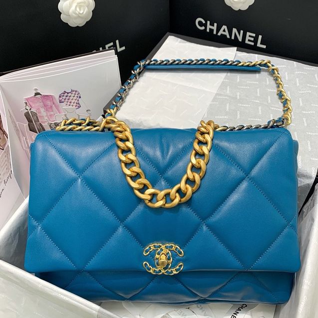 2020 CC original lambskin 19 maxi flap bag AS1162 blue