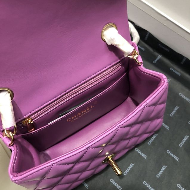 CC original lambskin super mini flap bag A35200 purple