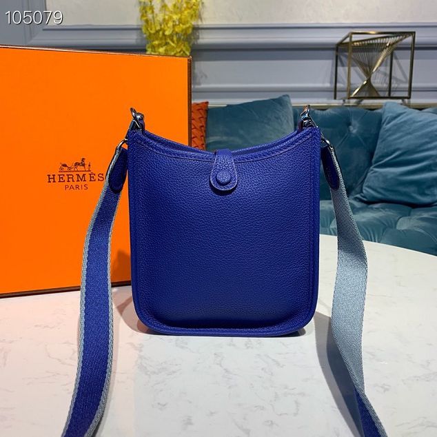 Hermes original togo leather mini evelyne tpm 17 shoulder bag E17 electric blue