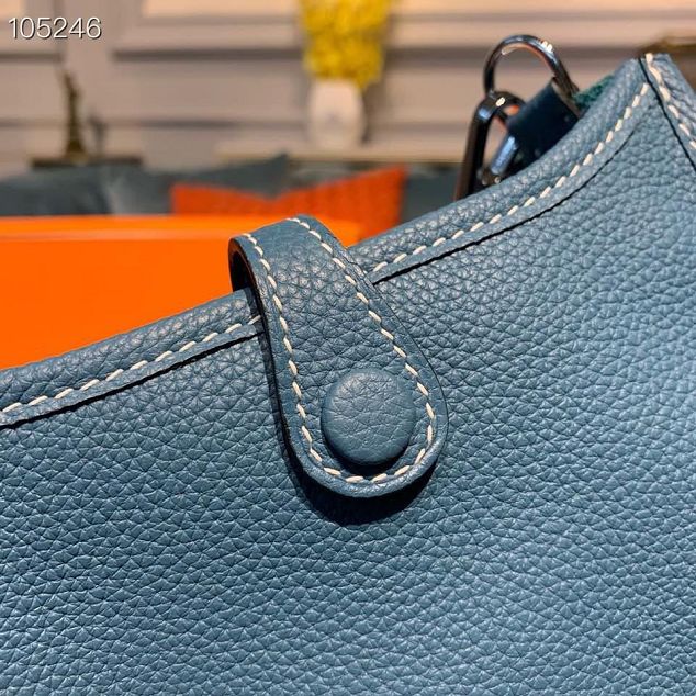 Hermes original togo leather mini evelyne tpm 17 shoulder bag E17 royal blue