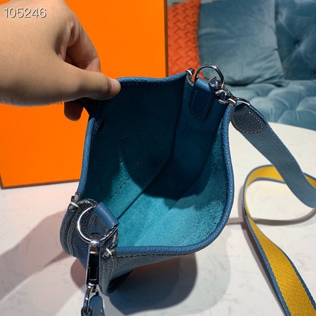 Hermes original togo leather mini evelyne tpm 17 shoulder bag E17 royal blue