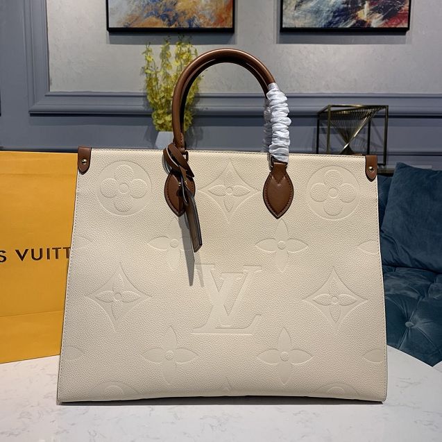 louis vuitton original calfskin onthego tote bag gm M45081 beige