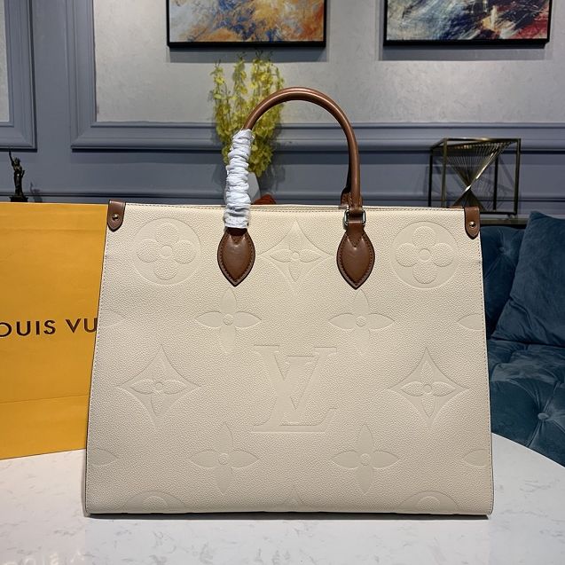 louis vuitton original calfskin onthego tote bag gm M45081 beige