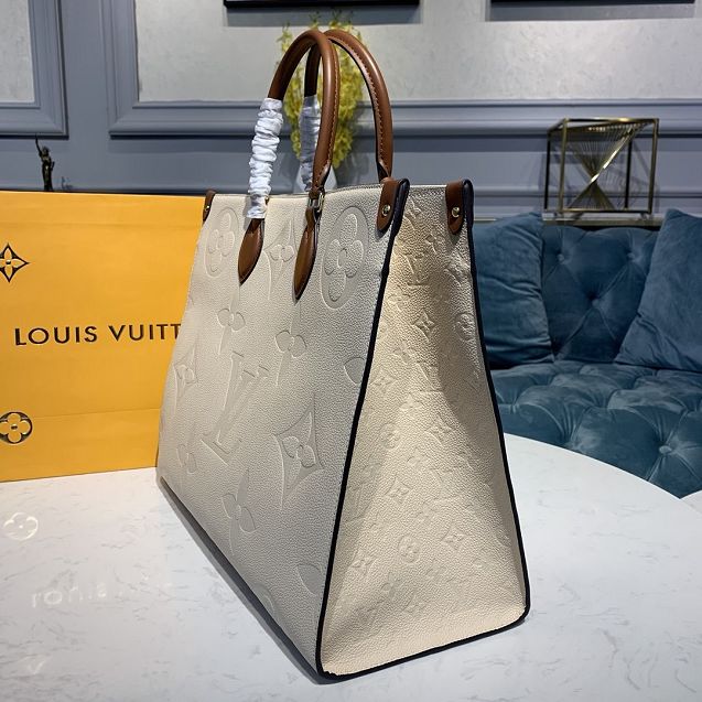 louis vuitton original calfskin onthego tote bag gm M45081 beige