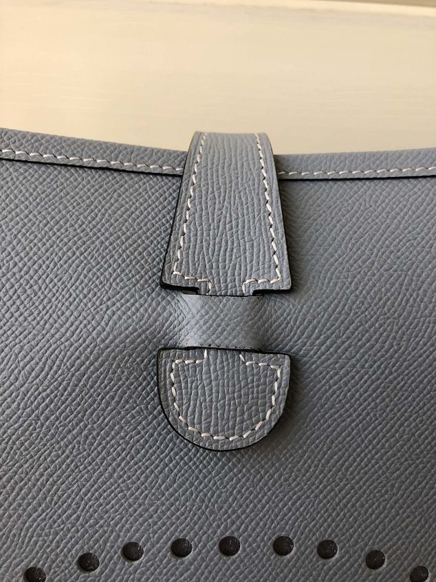 Hermes original epsom leather evelyne pm shoulder bag E28-2 dark grey