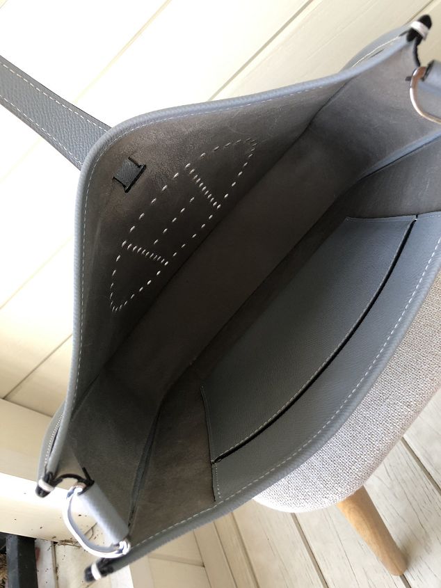Hermes original epsom leather evelyne pm shoulder bag E28-2 dark grey