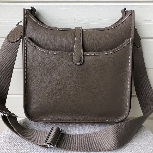 Hermes original epsom leather evelyne pm shoulder bag E28-2 grey