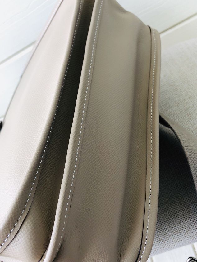 Hermes original epsom leather evelyne pm shoulder bag E28-2 light grey