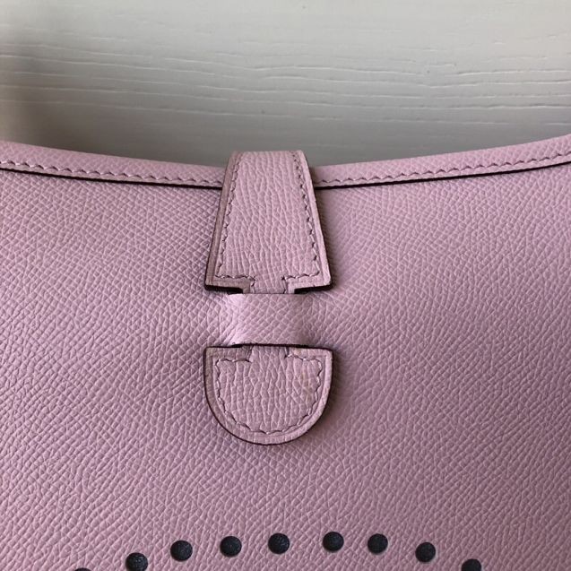 Hermes original epsom leather evelyne pm shoulder bag E28-2 pink