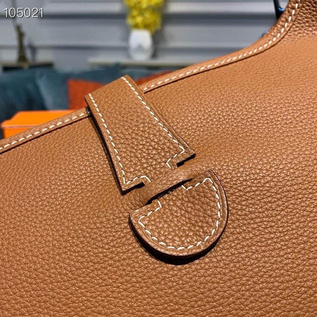 Hermes original togo leather evelyne pm shoulder bag E28 caramel