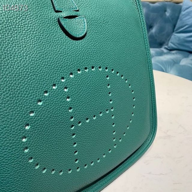 Hermes original togo leather evelyne pm shoulder bag E28 dark green