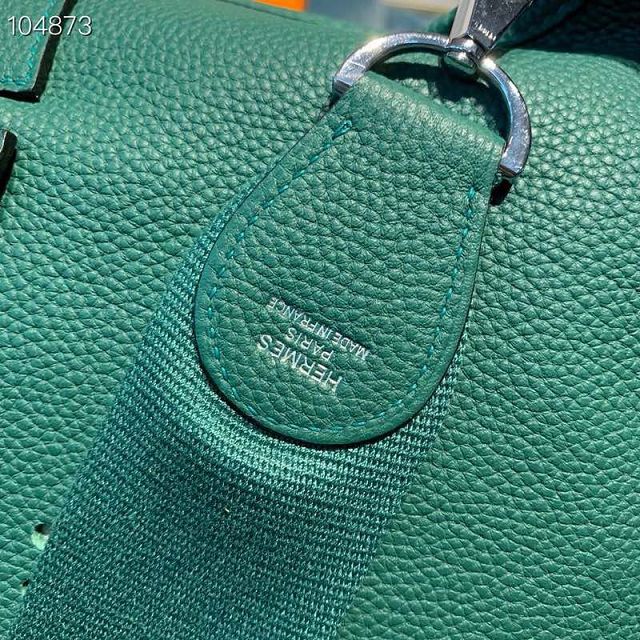 Hermes original togo leather evelyne pm shoulder bag E28 dark green