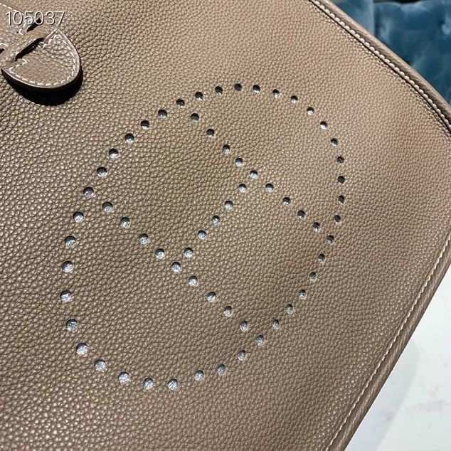 Hermes original togo leather evelyne pm shoulder bag E28 etoupe grey