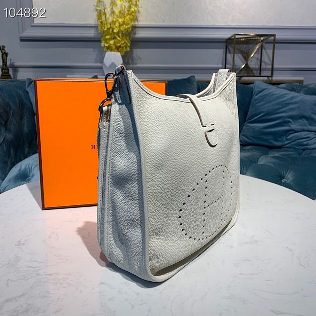 Hermes original togo leather evelyne pm shoulder bag E28 white