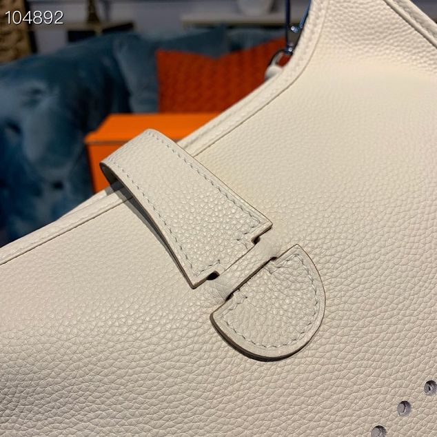 Hermes original togo leather evelyne pm shoulder bag E28 white