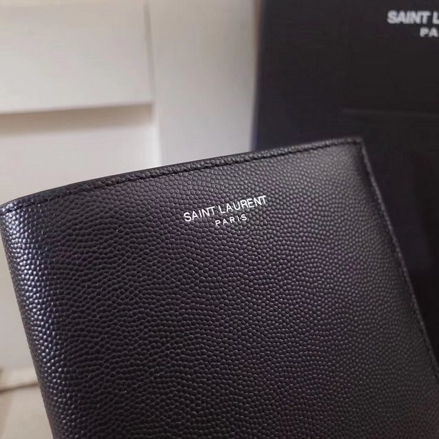YSL original grained calfskin wallet 396307 black