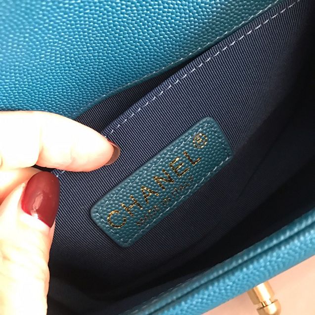 CC original grained calfskin small boy handbag A67085-2 turquoise