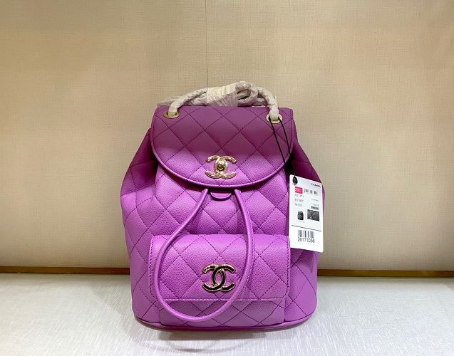 2020 CC original grained calfskin backpack AS1371 purple