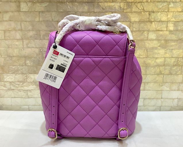 2020 CC original grained calfskin backpack AS1371 purple