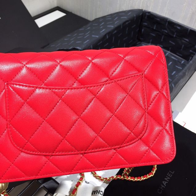 2020 CC original lambskin wallet on chain AP1450 red