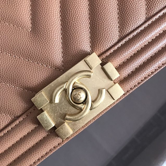 CC original grained calfskin boy handbag A67086-2 caramel