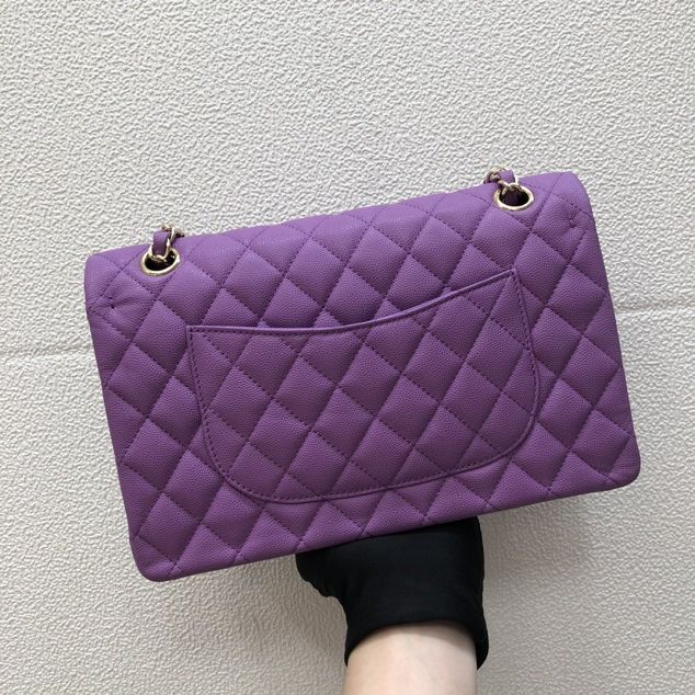 CC original grained calfskin large flap bag A58600 purple