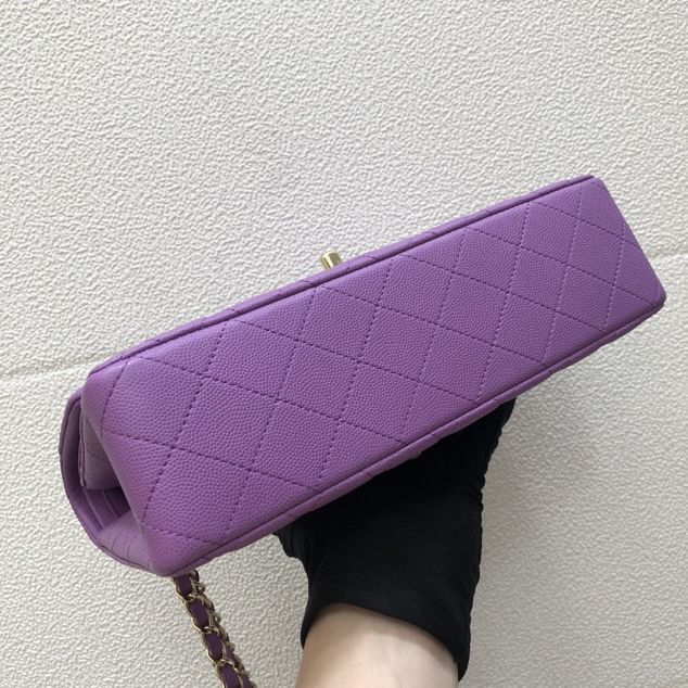 CC original grained calfskin large flap bag A58600 purple