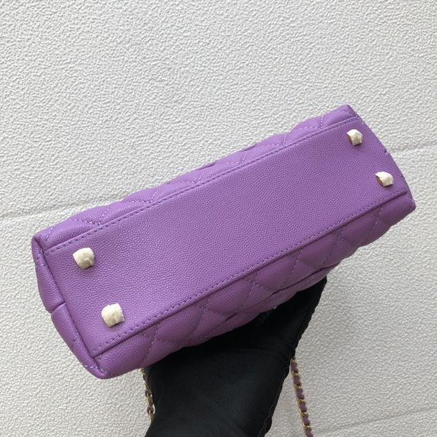 CC original grained calfskin small coco handle bag A92990 purple