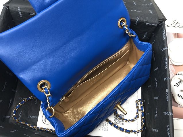 2020 CC original lambskin flap bag AS1787 blue