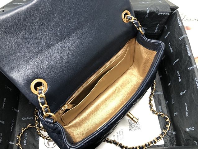 2020 CC original lambskin flap bag AS1787 navy blue