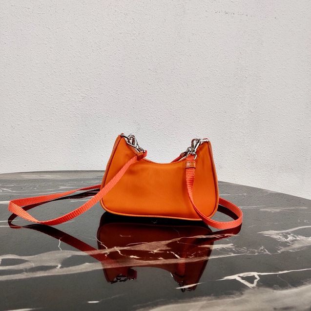 Prada original nylon mini hobo bag 1TT122 orange