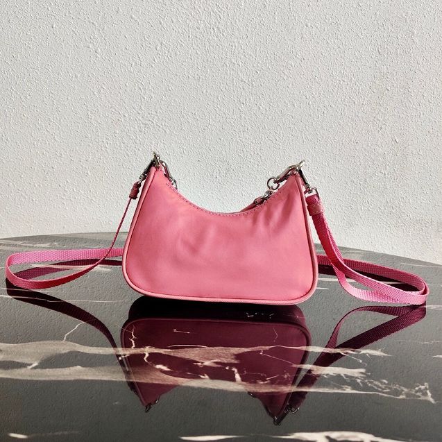 Prada original nylon mini hobo bag 1TT122 pink