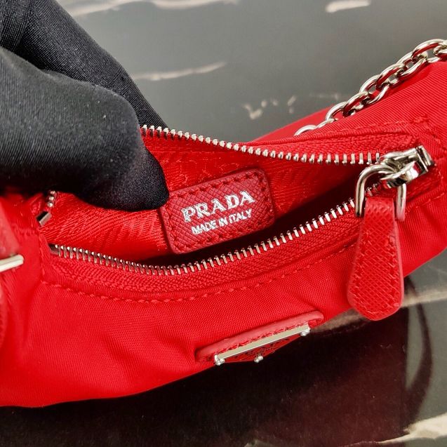 Prada original nylon mini hobo bag 1TT122 red