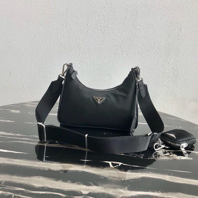 Prada original nylon shoulder bag 1BH204 black