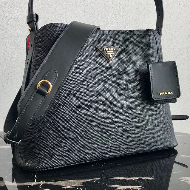 Prada original saffiano leather matinee small handbag 1BA251 black