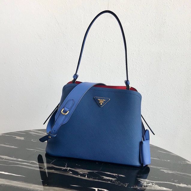 Prada original saffiano leather matinee small handbag 1BA251 blue
