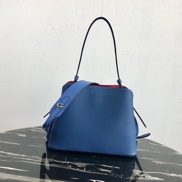 Prada original saffiano leather matinee small handbag 1BA251 blue