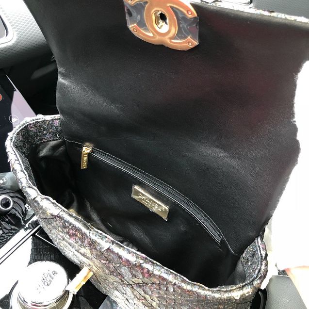 2020 CC original python leather 19 flap bag AS1160 grey