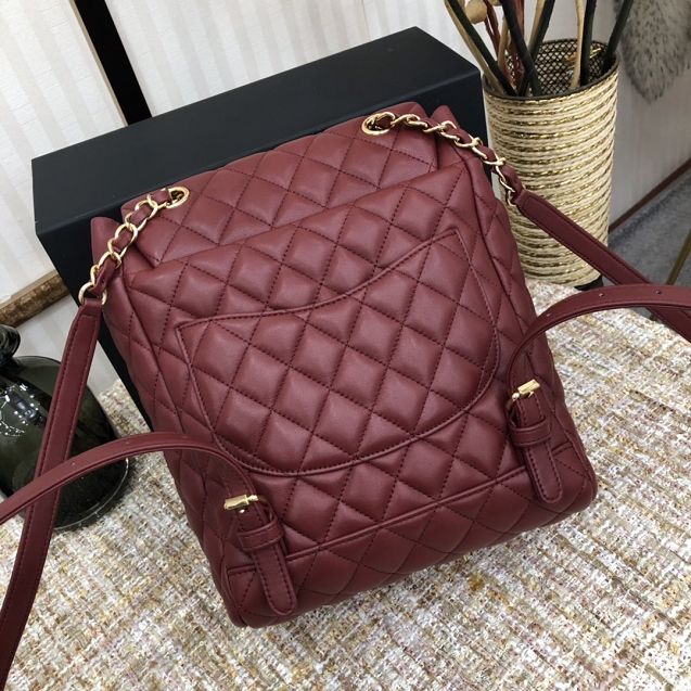 CC original lambskin medium backpack A91121 wine red