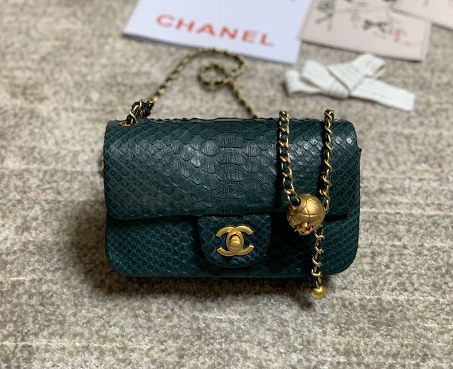 CC original python leather flap bag AS1787 green