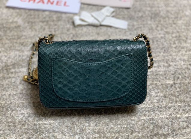 CC original python leather flap bag AS1787 green