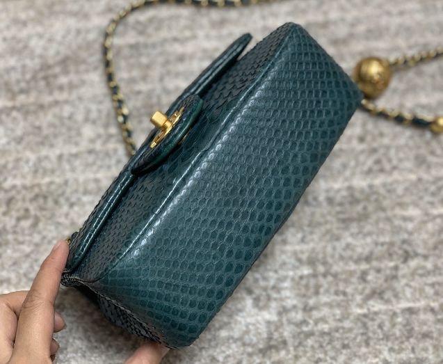 CC original python leather flap bag AS1787 green